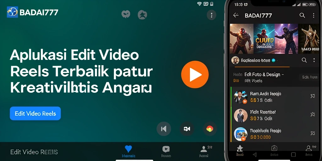 Tampilan antarmuka utama BADAI777 untuk pengeditan video reels.