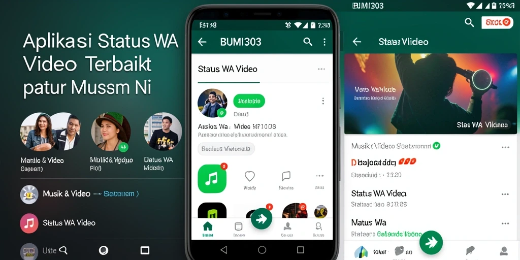 Tampilan antarmuka BUMI303 untuk pembuatan Status WA Video.