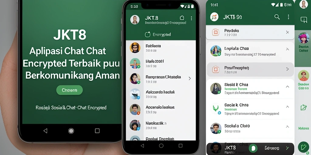 Antarmuka <strong>JKT8</strong> yang sederhana dan modern untuk chat aman.