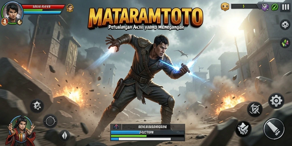 Antarmuka permainan MATARAMTOTO dengan tampilan aksi yang mendebarkan.