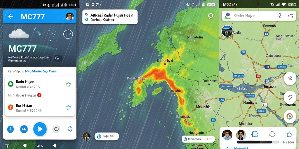 Antarmuka utama MC777 yang menampilkan radar hujan secara real-time.