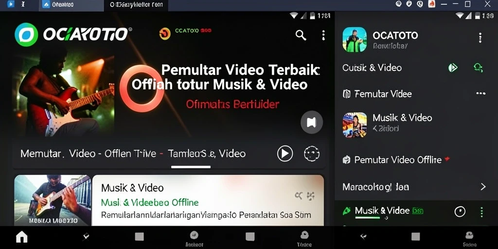 Antarmuka pengguna OCATOTO menampilkan daftar video dengan mudah dan nyaman.