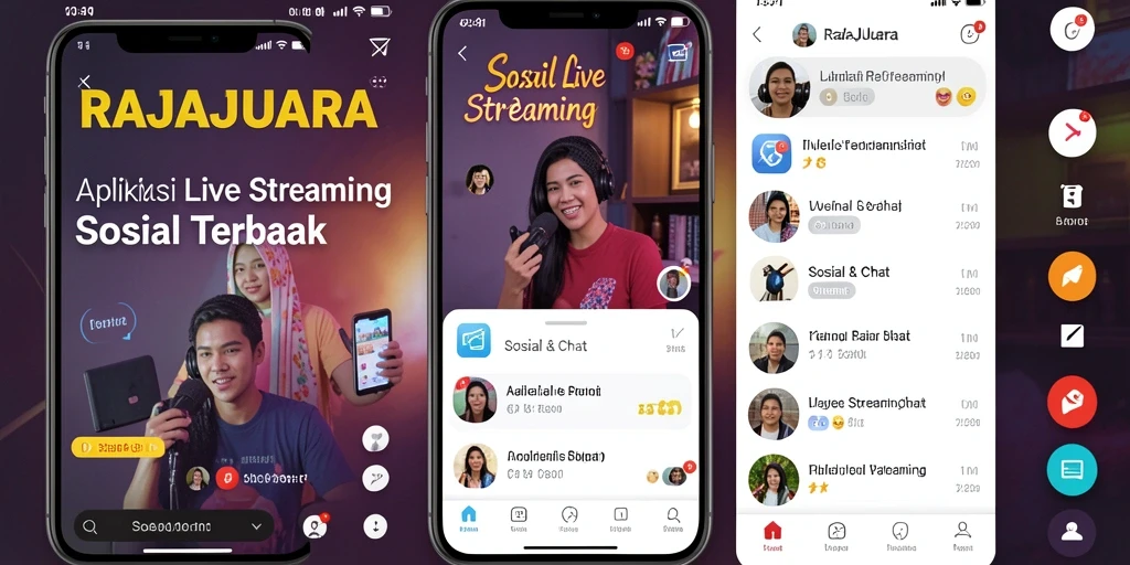 Screenshot utama aplikasi RAJAJUARA menampilkan antarmuka Live Streaming yang interaktif.