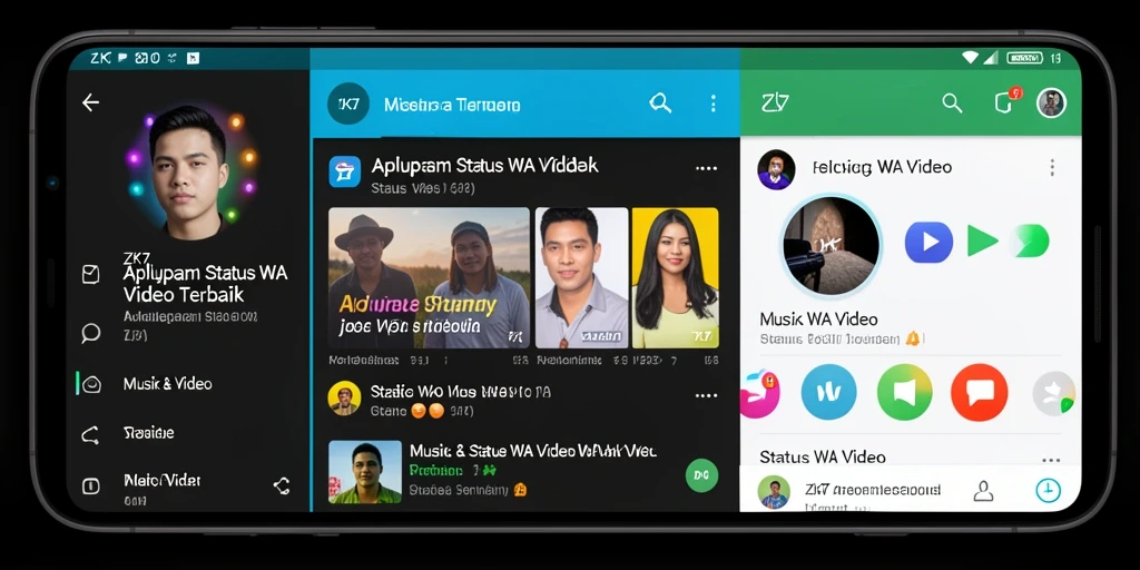 Antarmuka ZK7 menampilkan video musik sederhana dan menarik untuk status WA.
