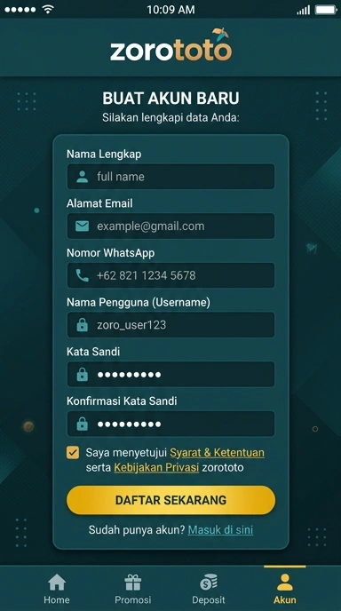 Panduan Registrasi Akun Baru Zorototo untuk Android